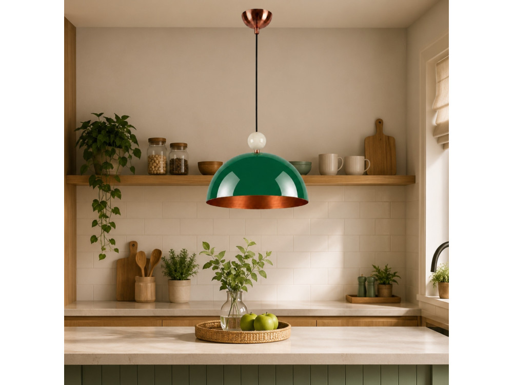 "Bubble" Metal Pendant Light - 40 x 40 cm - Dark Green