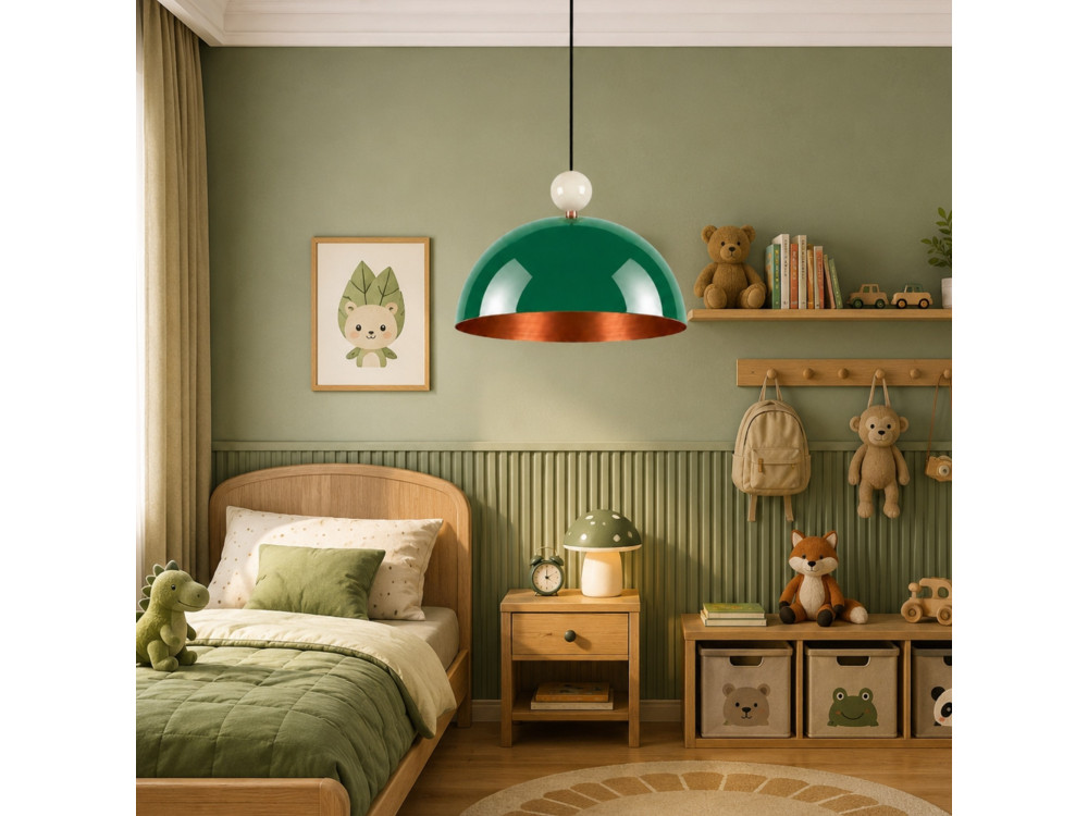 "Bubble" Metal Pendant Light - 40 x 40 cm - Dark Green