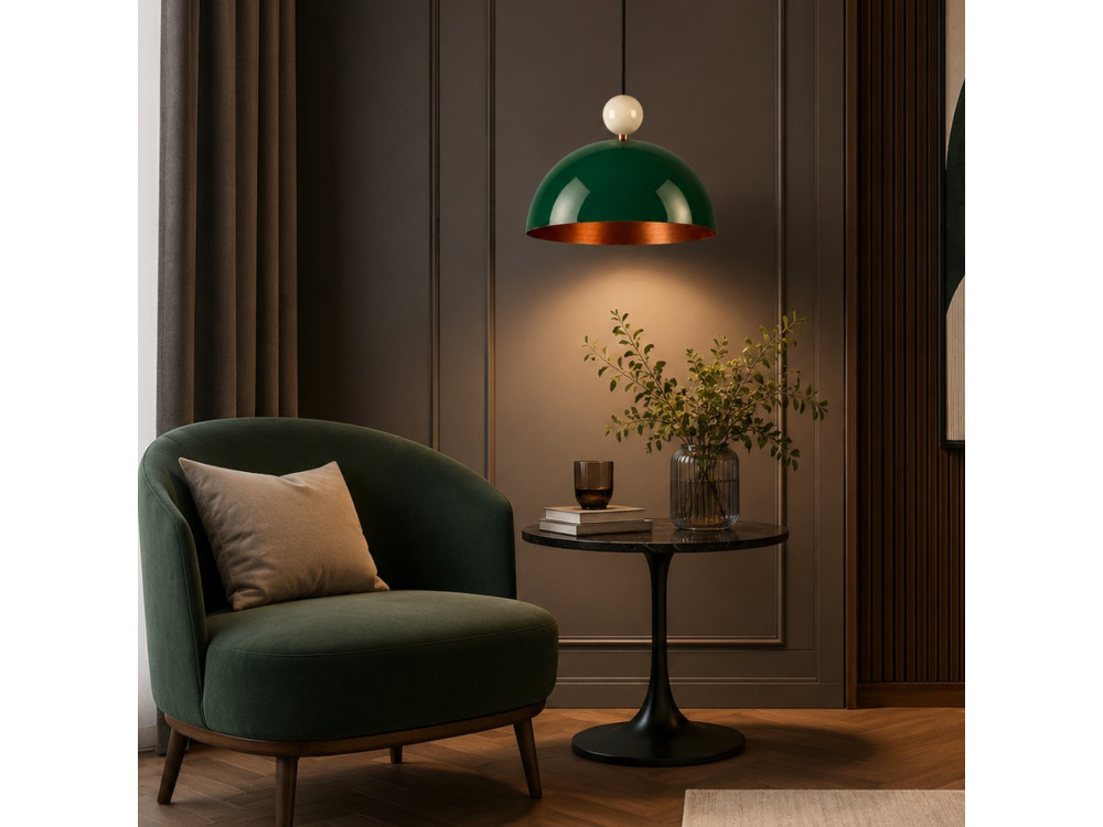 "Bubble" Metal Pendant Light - 40 x 40 cm - Dark Green