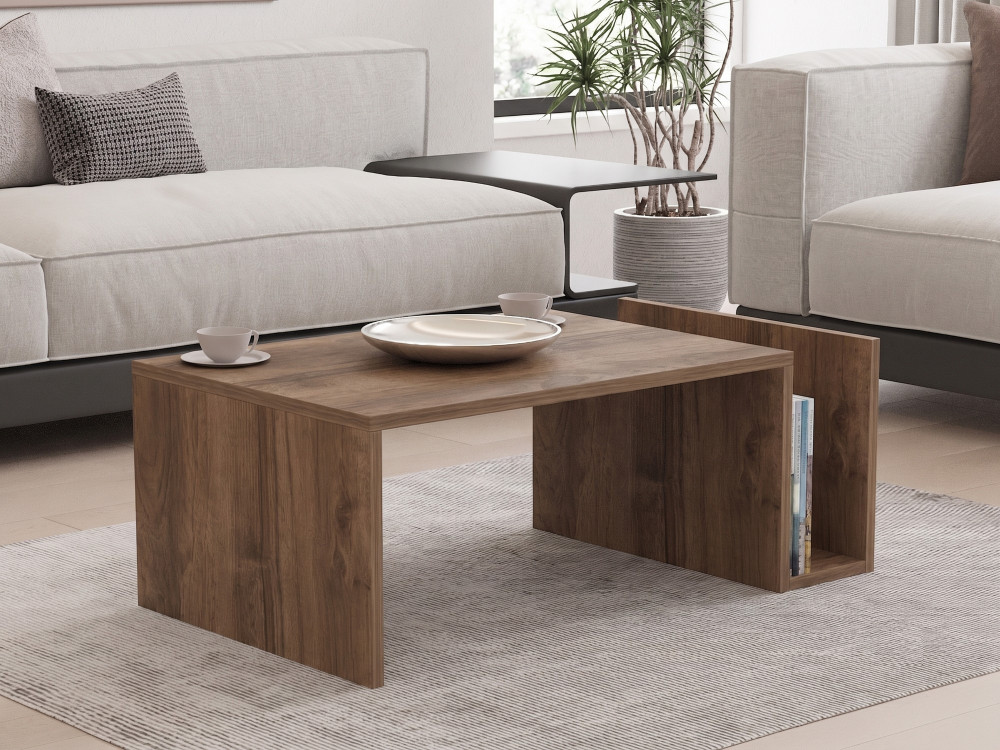 "Memo" Wooden Coffee Table - 86.8 x 32.4 x 50 cm - Venezia Walnut