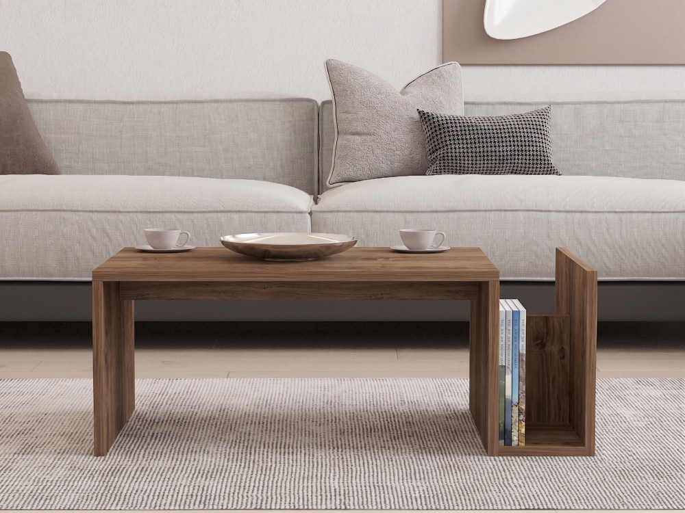 "Memo" Wooden Coffee Table - 86.8 x 32.4 x 50 cm - Venezia Walnut