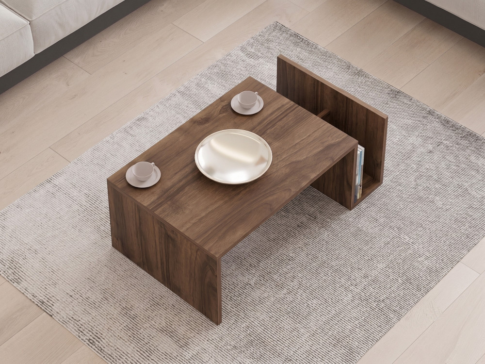 "Memo" Wooden Coffee Table - 86.8 x 32.4 x 50 cm - Venezia Walnut