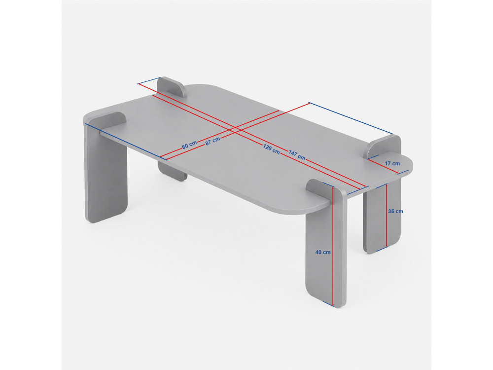 "Marais" Wooden Coffee Table - 117 x 35 x 117 cm - Travertine / Venezia Walnut