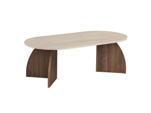 "Melina" Wooden Coffee Table - 120 x 40 x 60 cm - Travertine / Venezia Walnut