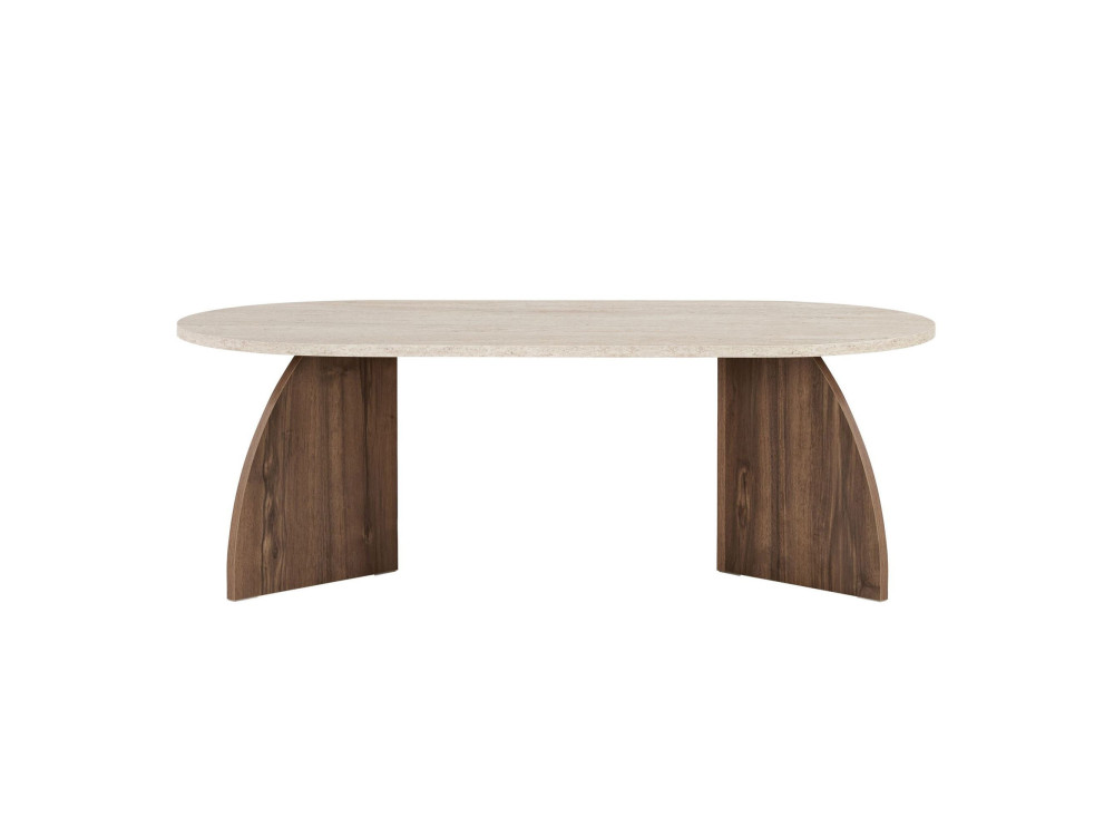 "Melina" Wooden Coffee Table - 120 x 40 x 60 cm - Travertine / Venezia Walnut