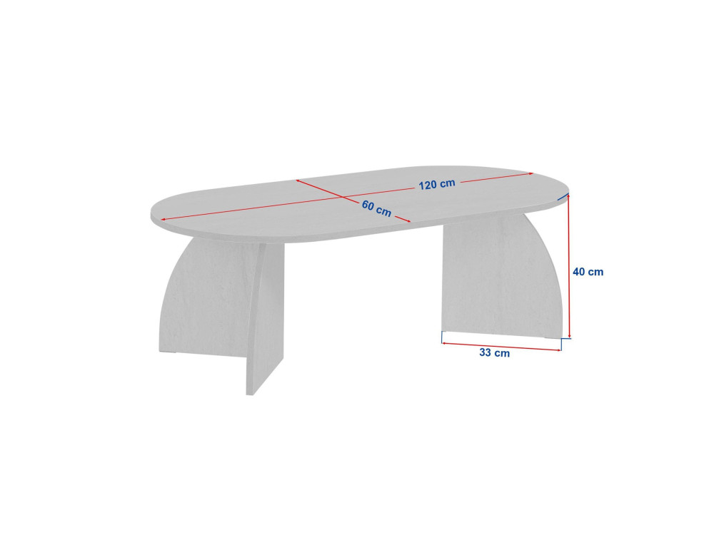 "Melina" Wooden Coffee Table - 120 x 40 x 60 cm - Travertine / Venezia Walnut