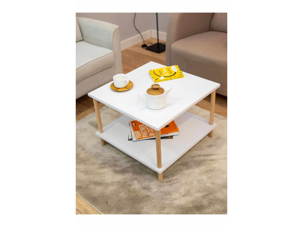 "Peka-0049" Wooden Coffee Table - 60 x 42.5 x 60 cm - White