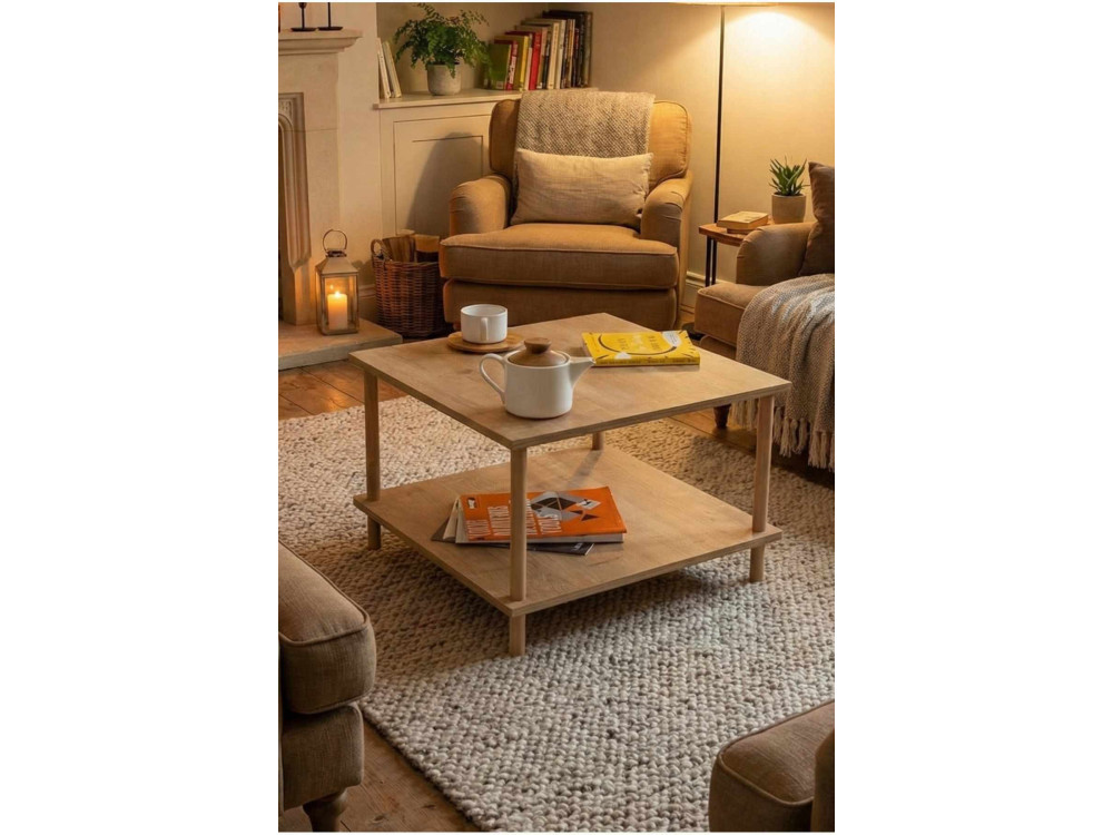 "Peka-0049" Wooden Coffee Table - 60 x 42.5 x 60 cm - Sapphire Oak