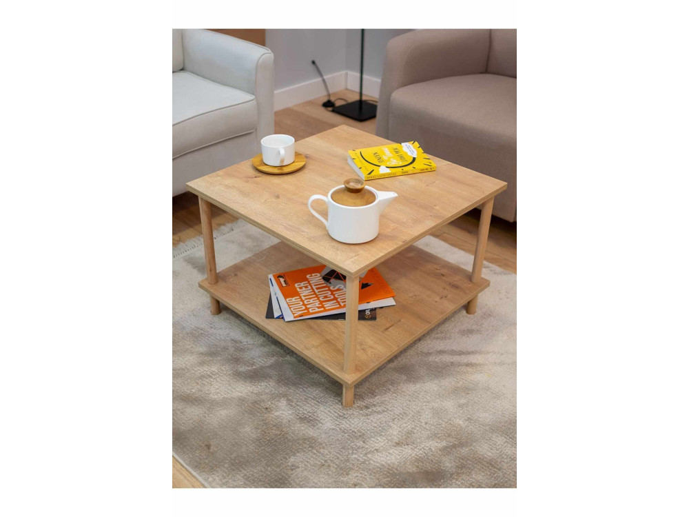 "Peka-0049" Wooden Coffee Table - 60 x 42.5 x 60 cm - Sapphire Oak