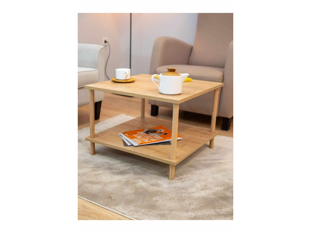 "Peka-0049" Wooden Coffee Table - 60 x 42.5 x 60 cm - Sapphire Oak