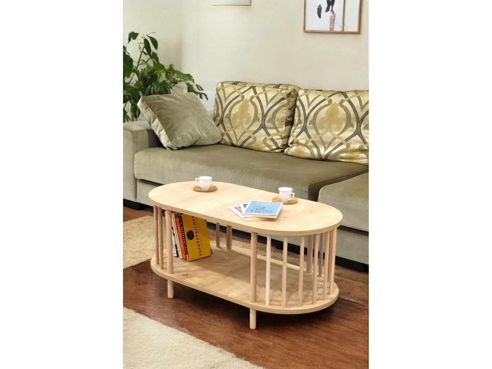"Peka-0111" Wooden Coffee Table - 90 x 43 x 45 cm - Sapphire Oak