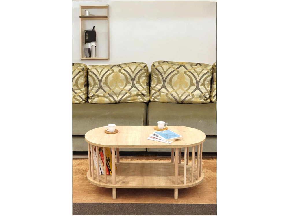 "Peka-0111" Wooden Coffee Table - 90 x 43 x 45 cm - Sapphire Oak