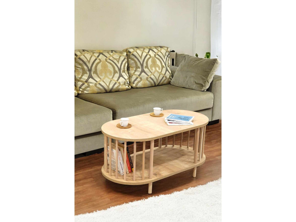"Peka-0111" Wooden Coffee Table - 90 x 43 x 45 cm - Sapphire Oak