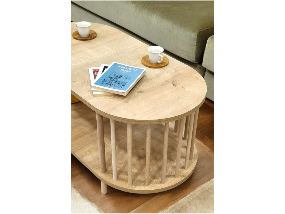 "Peka-0111" Wooden Coffee Table - 90 x 43 x 45 cm - Sapphire Oak