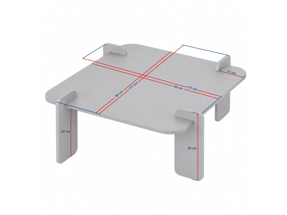 "Renard" Wooden Coffee Table - 147 x 35 x 87 cm - Travertine / Venezia Walnut