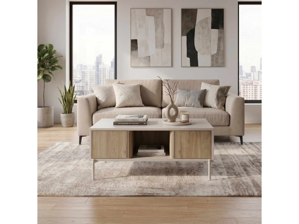 "VENTRO" Wooden Coffee Table - 100 x 42 x 60 cm - Stoneware