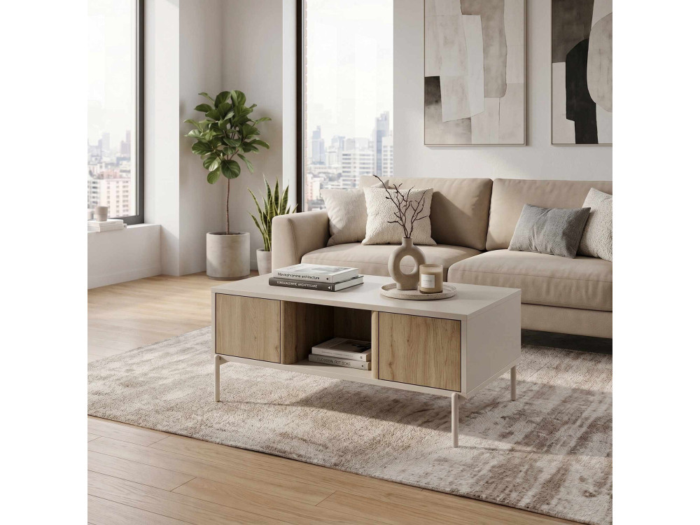 "VENTRO" Wooden Coffee Table - 100 x 42 x 60 cm - Stoneware