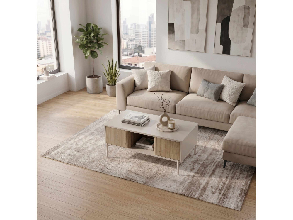 "VENTRO" Wooden Coffee Table - 100 x 42 x 60 cm - Stoneware