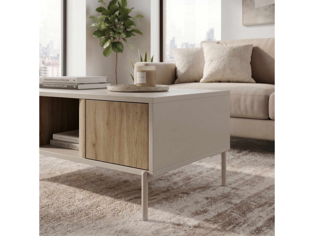 "VENTRO" Wooden Coffee Table - 100 x 42 x 60 cm - Stoneware