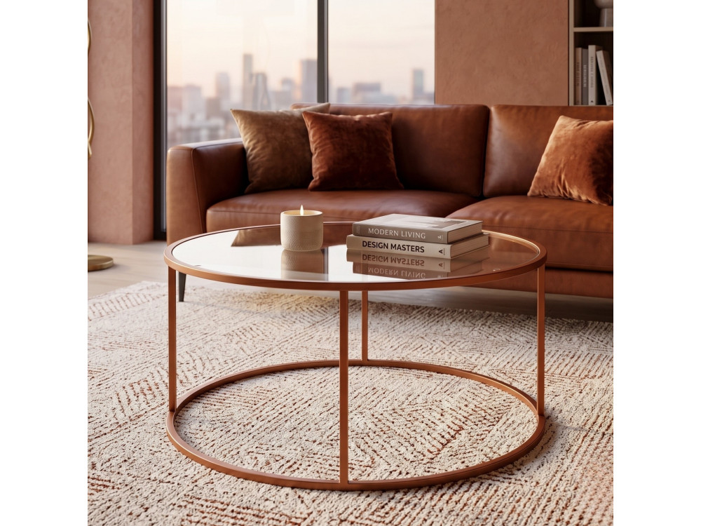"Orange-Trs-80-Nrd-Srk" Wooden Coffee Table - 80 x 43 x 80 cm - Orange