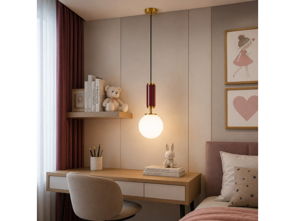 "Moira" Metal Pendant Light - 15 x 15 x 120 cm - Red