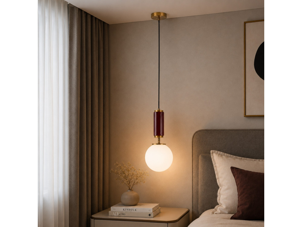 "Moira" Metal Pendant Light - 15 x 15 x 120 cm - Red