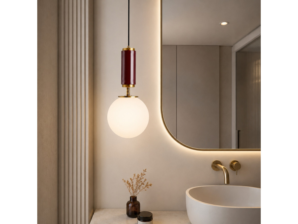 "Moira" Metal Pendant Light - 15 x 15 x 120 cm - Red