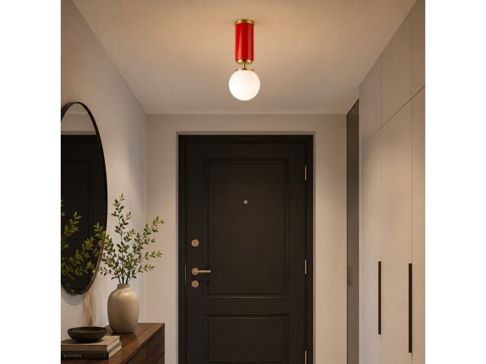 "Moira" Metal Ceiling Light - 15 x 15 x 38 cm - Red