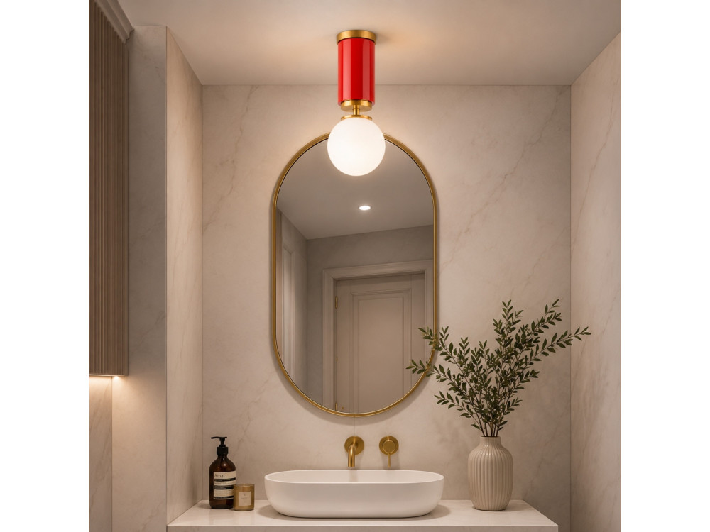 "Moira" Metal Ceiling Light - 15 x 15 x 38 cm - Red