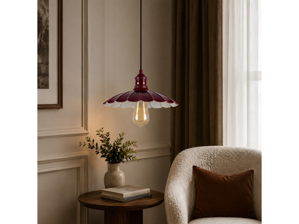 "Volan" Metal Pendant Light - 25 x 25 cm - Bordeaux