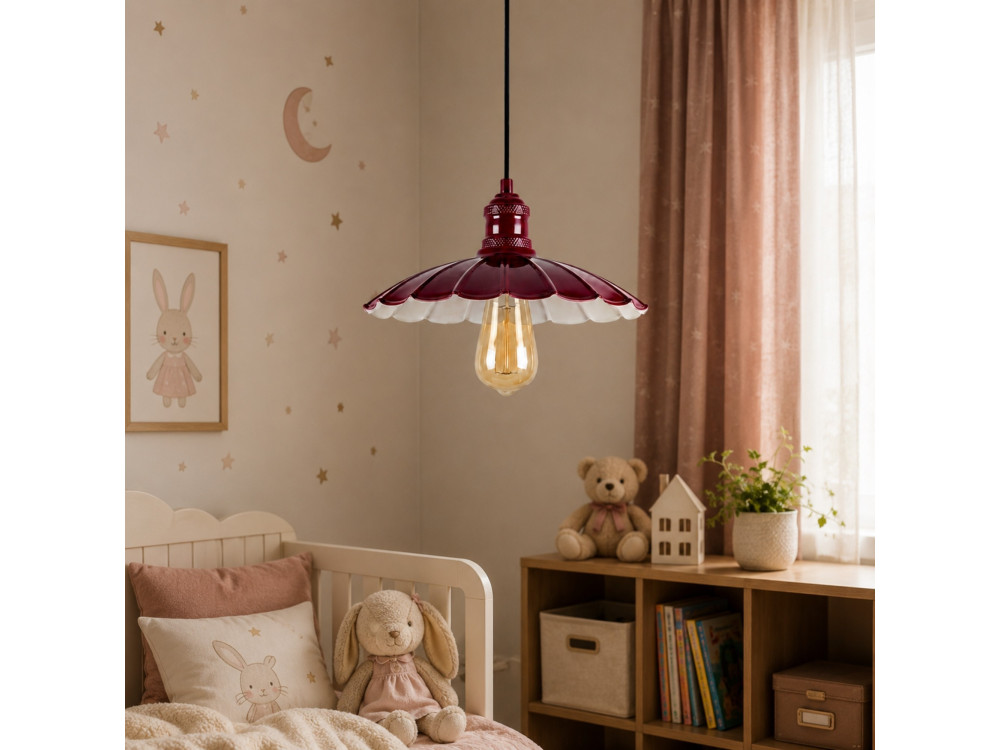 "Volan" Metal Pendant Light - 25 x 25 cm - Bordeaux