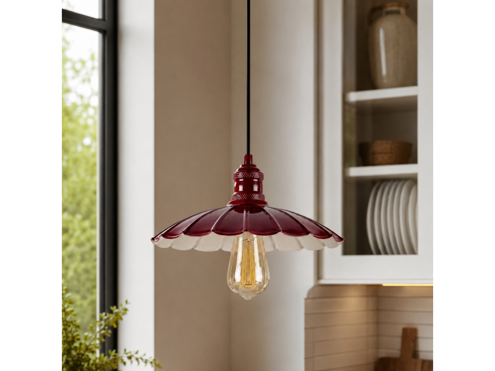 "Volan" Metal Pendant Light - 25 x 25 cm - Bordeaux