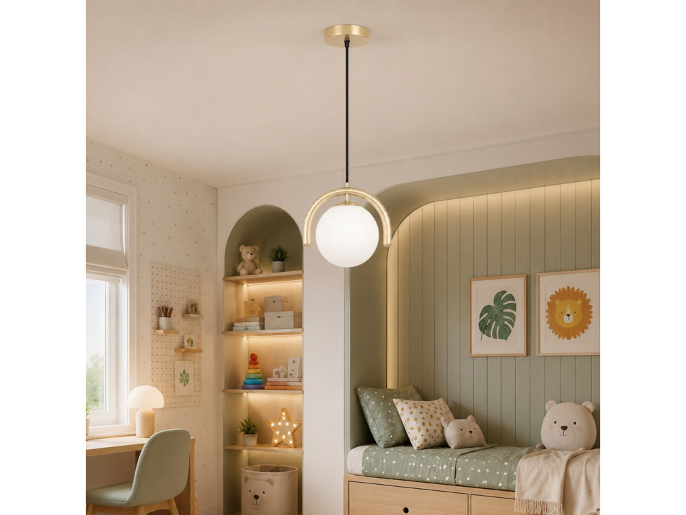 "GEDIK-20441" Metal Pendant Light - 20 x 20 cm - Beige