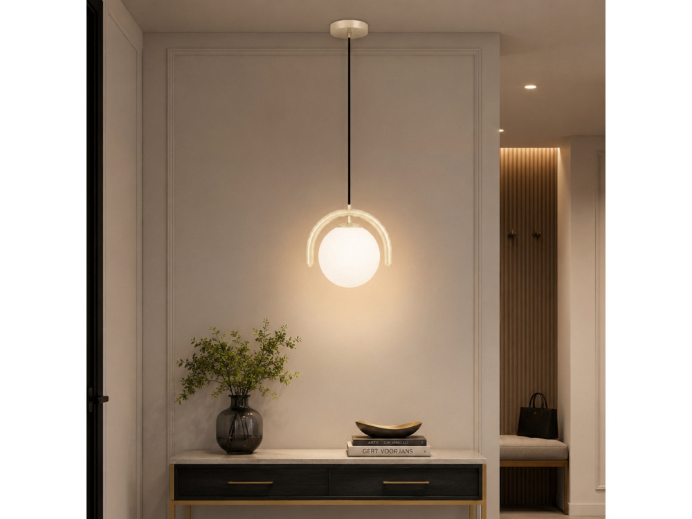 "GEDIK-20441" Metal Pendant Light - 20 x 20 cm - Beige