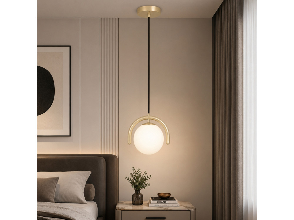 "GEDIK-20441" Metal Pendant Light - 20 x 20 cm - Beige