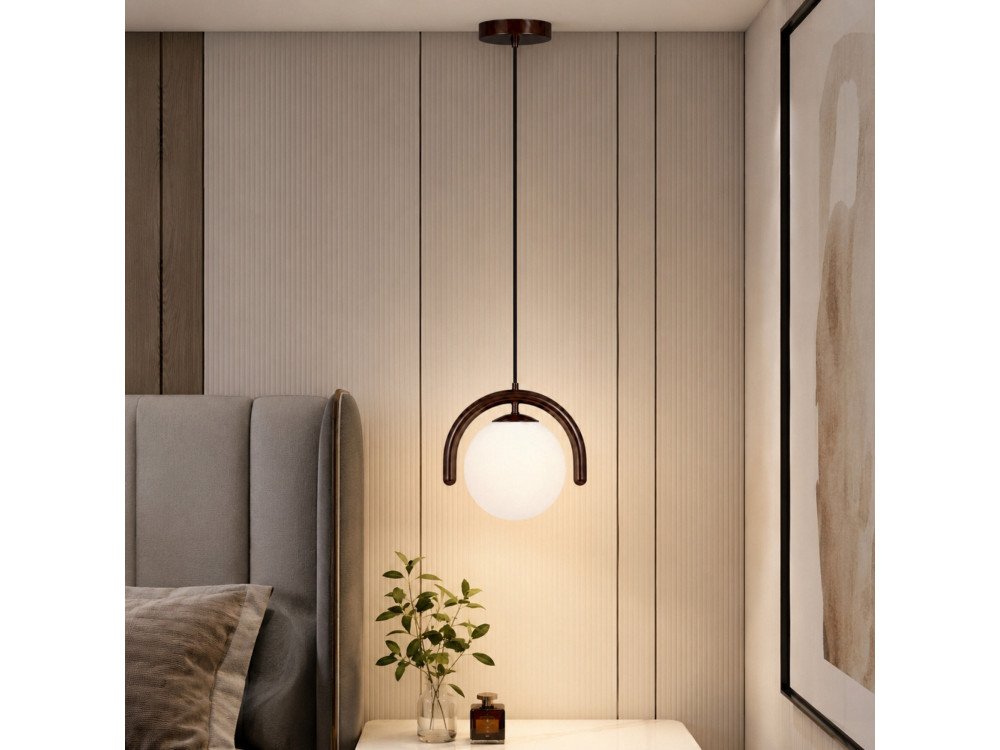 "GEDIK-20441" Metal Pendant Light - 20 x 20 cm - Brown