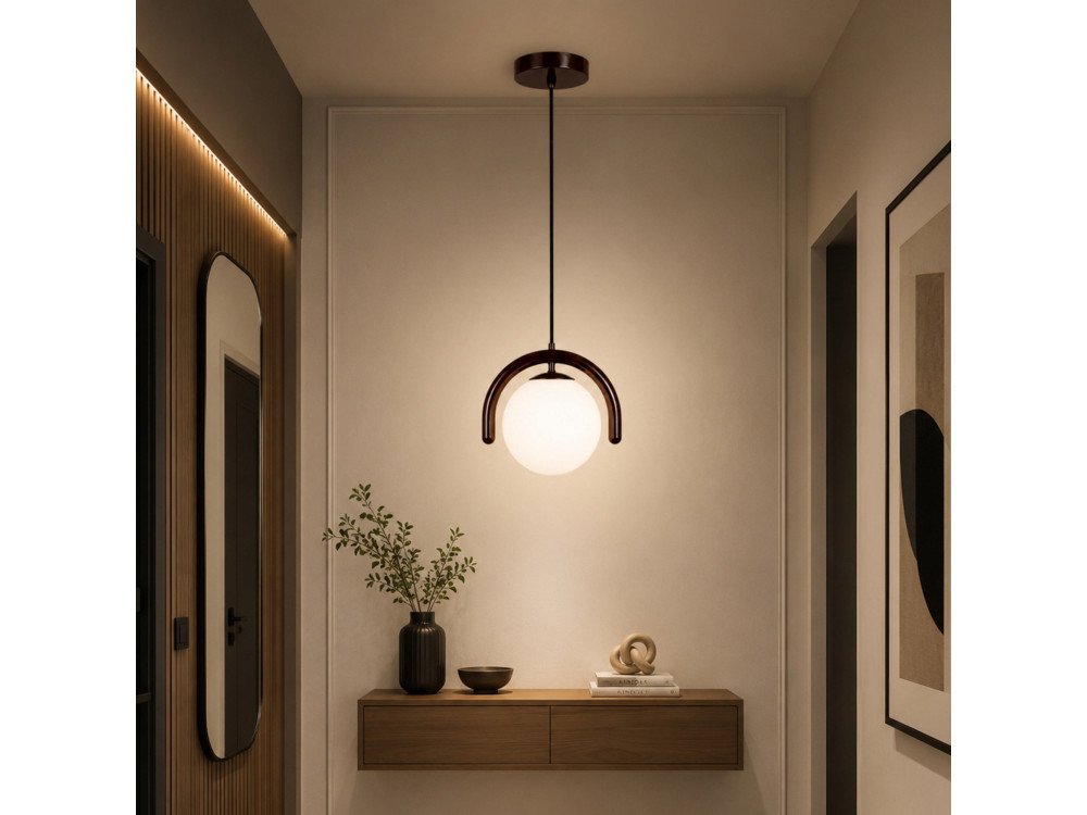 "GEDIK-20441" Metal Pendant Light - 20 x 20 cm - Brown
