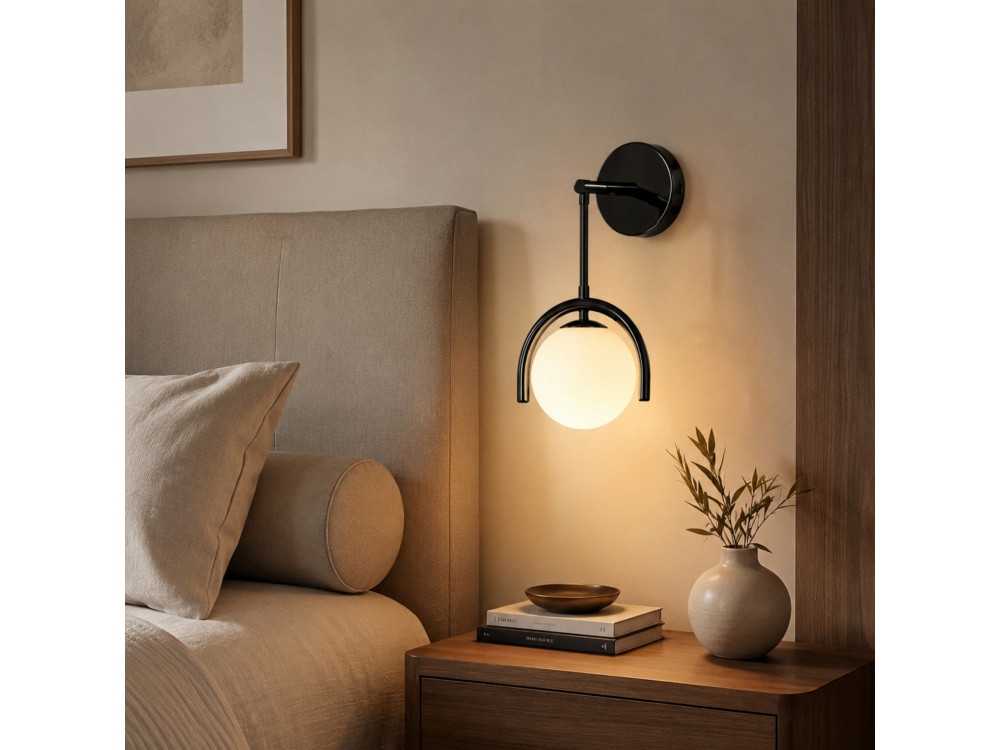 "GEDIK-20445" Metal Wall Sconce - 20 x 20 cm - Black