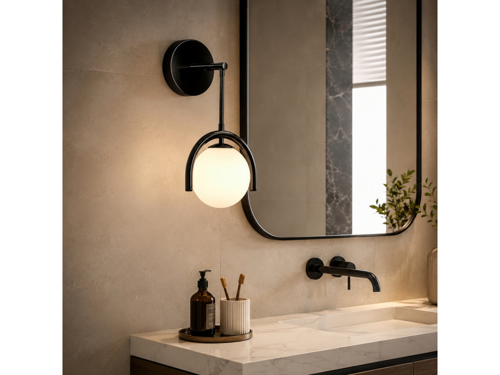 "GEDIK-20445" Metal Wall Sconce - 20 x 20 cm - Black