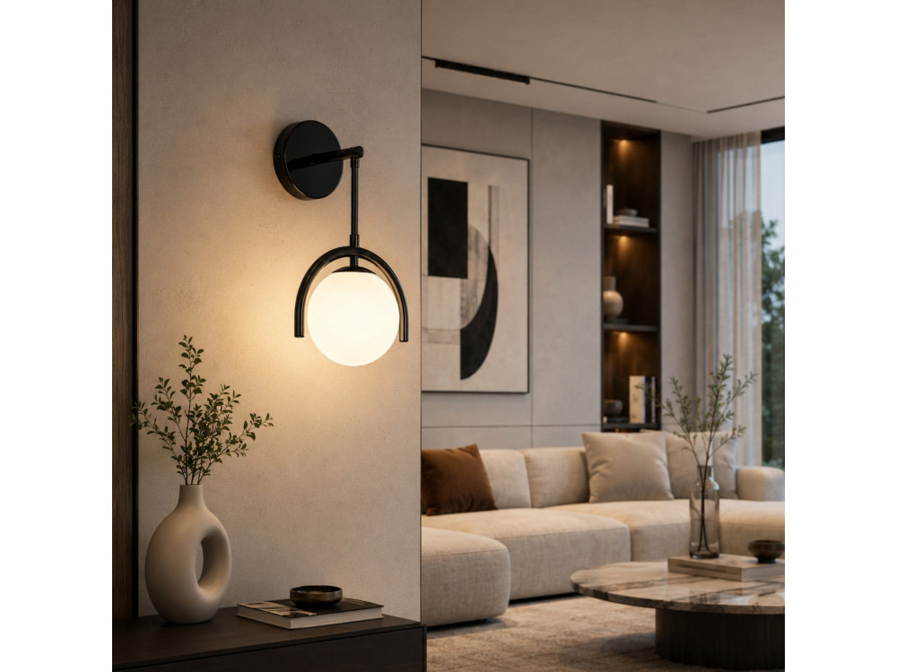 "GEDIK-20445" Metal Wall Sconce - 20 x 20 cm - Black