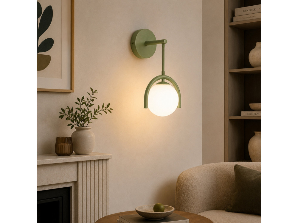 "GEDIK-20445" Metal Wall Sconce - 20 x 20 cm - Mint Green
