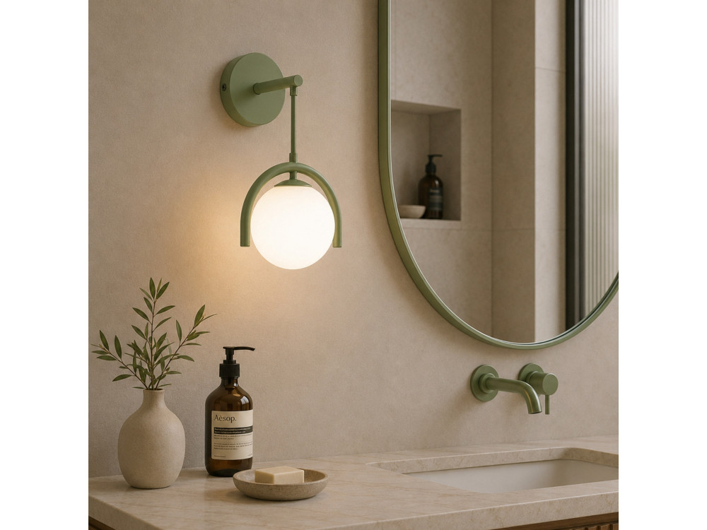 "GEDIK-20445" Metal Wall Sconce - 20 x 20 cm - Mint Green
