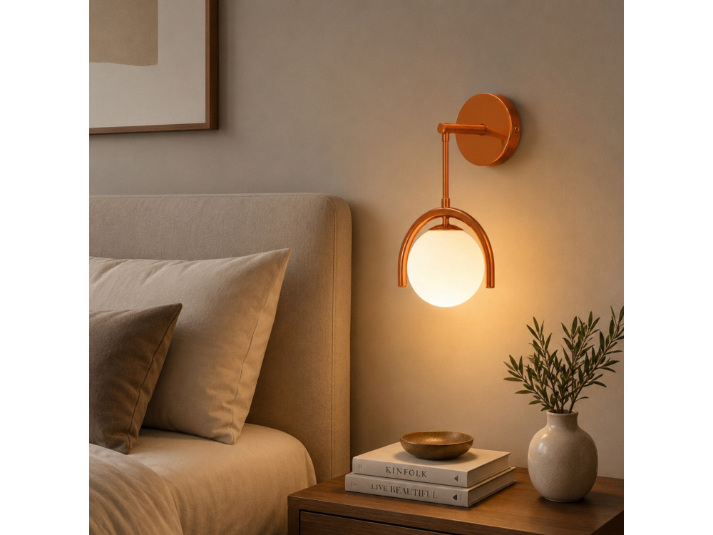 "GEDIK-20445" Metal Wall Sconce - 20 x 20 cm - Brown / Orange