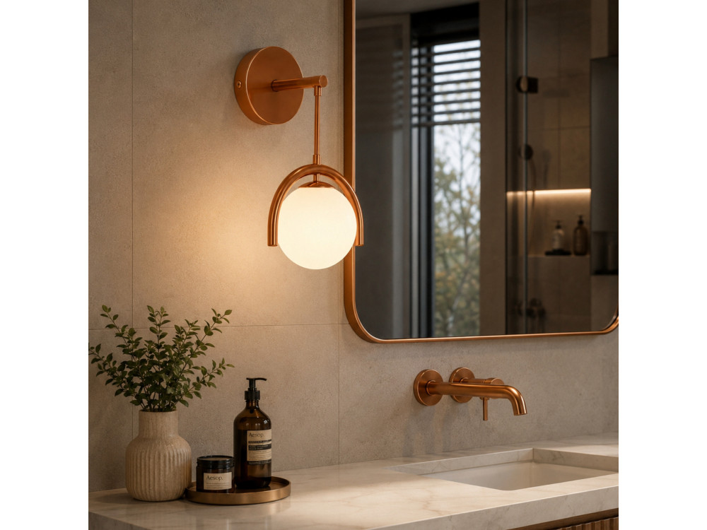 "GEDIK-20445" Metal Wall Sconce - 20 x 20 cm - Brown / Orange