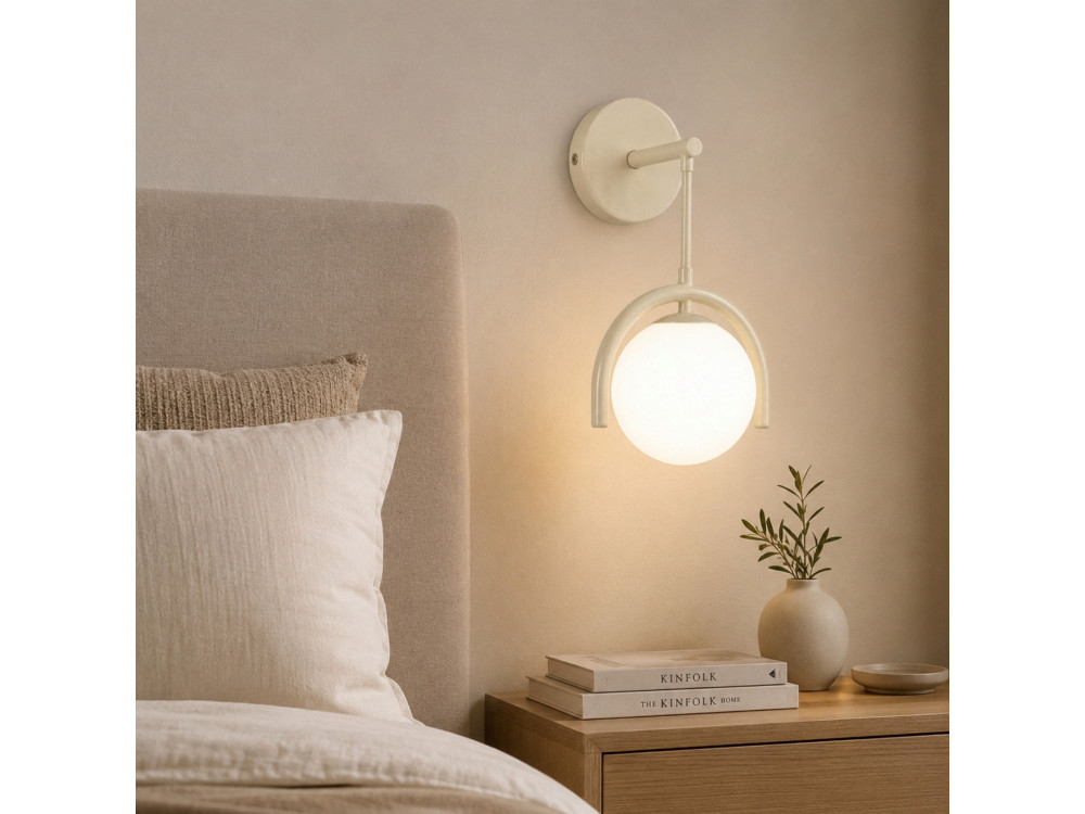 "GEDIK-20445" Metal Wall Sconce - 20 x 20 cm - Beige