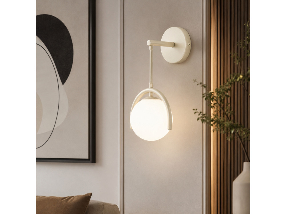 "GEDIK-20445" Metal Wall Sconce - 20 x 20 cm - Beige