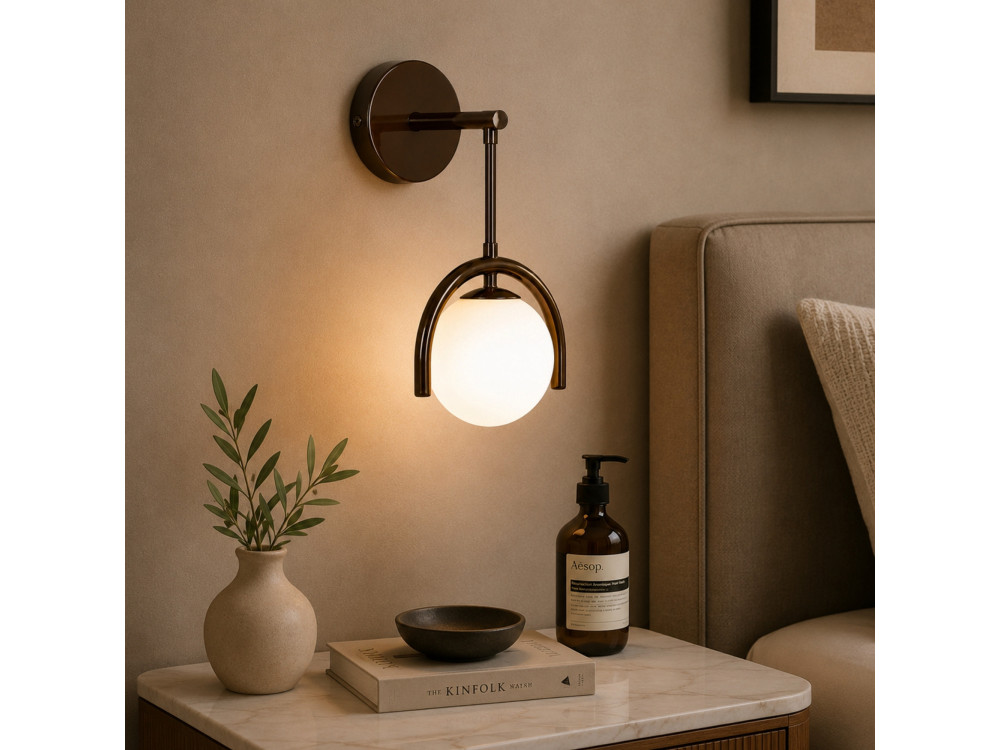 "GEDIK-20445" Metal Wall Sconce - 20 x 20 cm - Brown