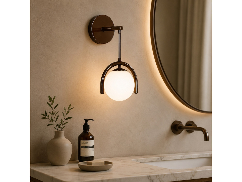 "GEDIK-20445" Metal Wall Sconce - 20 x 20 cm - Brown
