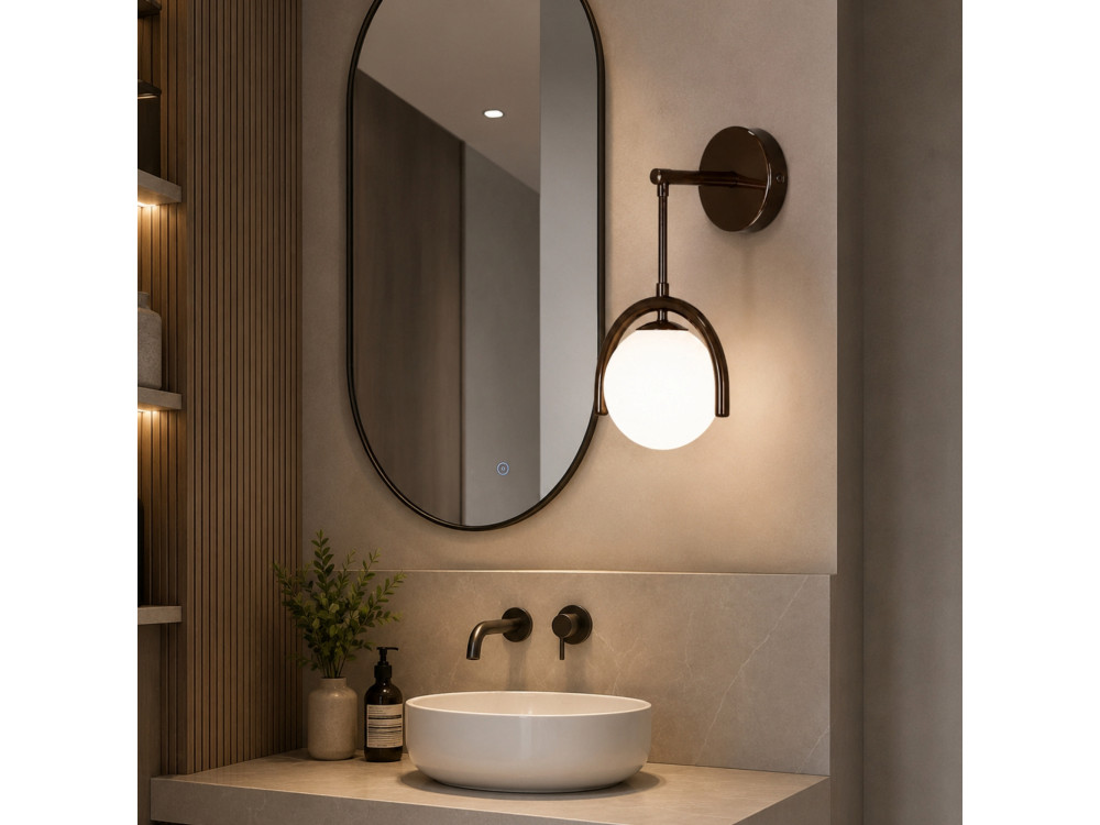"GEDIK-20445" Metal Wall Sconce - 20 x 20 cm - Brown