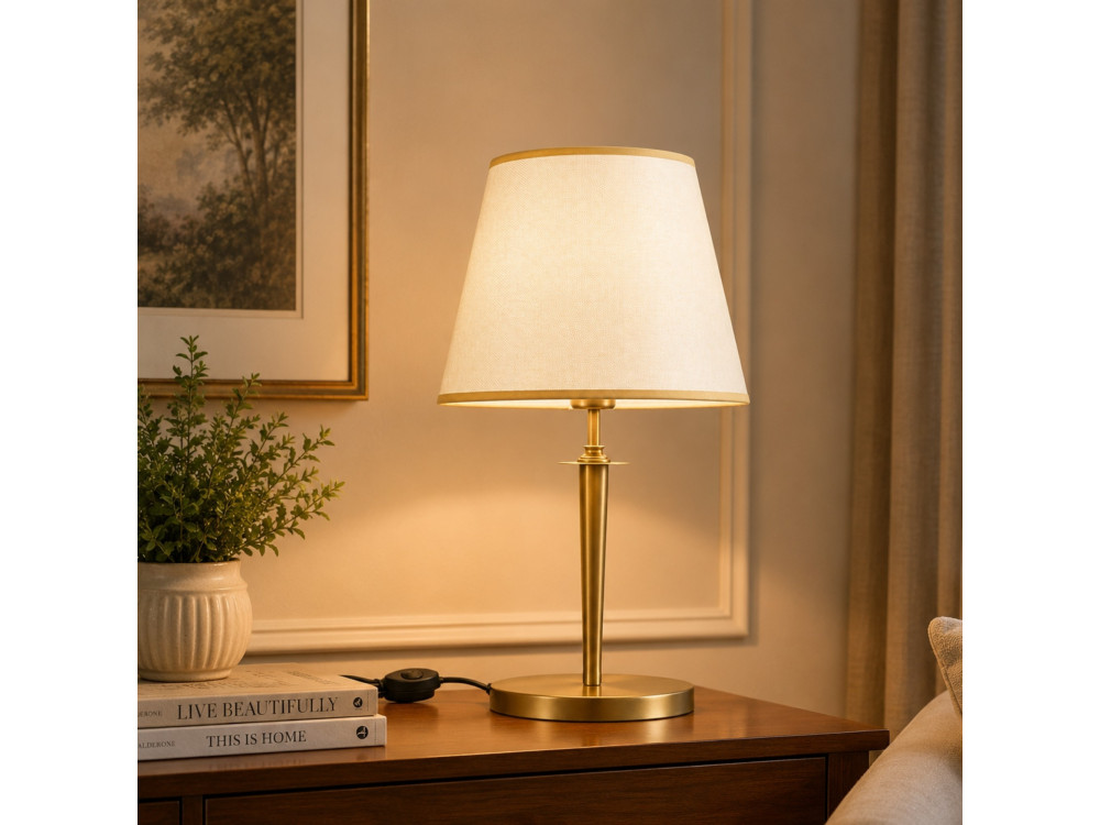 "Milano" Metal Table Lamp - 31 x 31 cm - Beige
